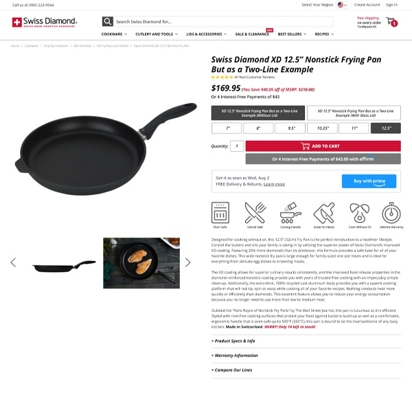 Swiss Diamond Product Page Redesign&nbsp;V2