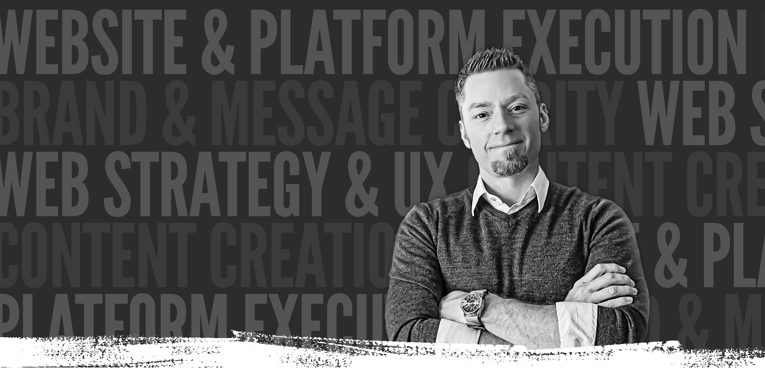 aj hauser portfolio gray section over text